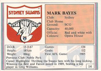 1992 AFL Regina #14 Mark Bayes Back